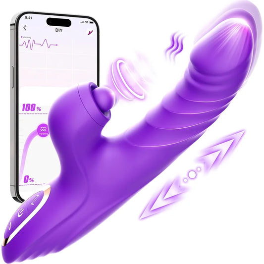 Vibrator Thrusting Dildo for Women G Spot Rose Toy Clitoral Stimulator Couple AI Sync Games